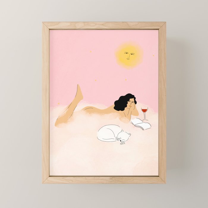 Clouds, Wine and Cat Mini Art Print Gallery Image 1
