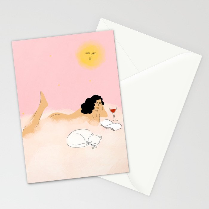 Clouds, Wine and Cat Stationery Card Gallery Image 2