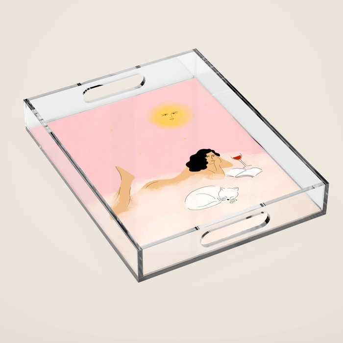 Clouds, Wine and Cat Acrylic Tray Gallery Image 1