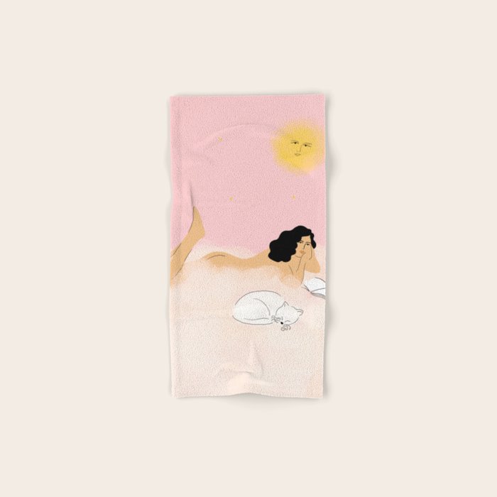 Clouds, Wine and Cat Bath Towel Gallery Image 1