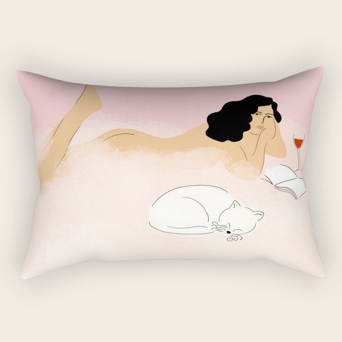 Clouds, Wine and Cat Rectangular Pillow Gallery Image 1