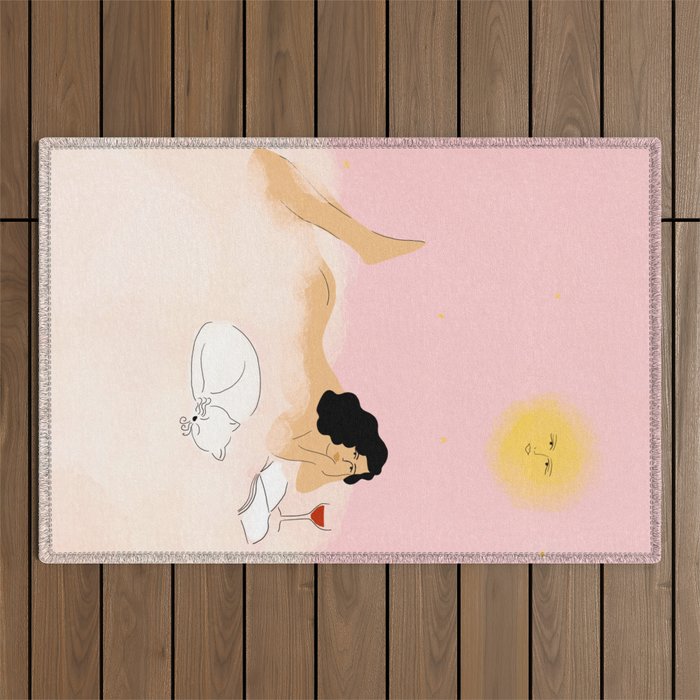 Clouds, Wine and Cat Outdoor Rug Gallery Image 1