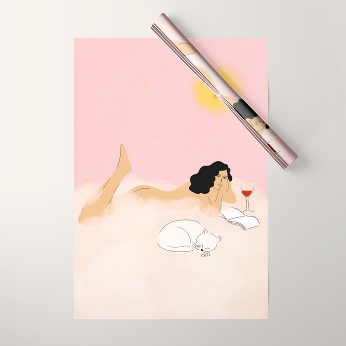Clouds, Wine and Cat Wrapping Paper Gallery Image 1