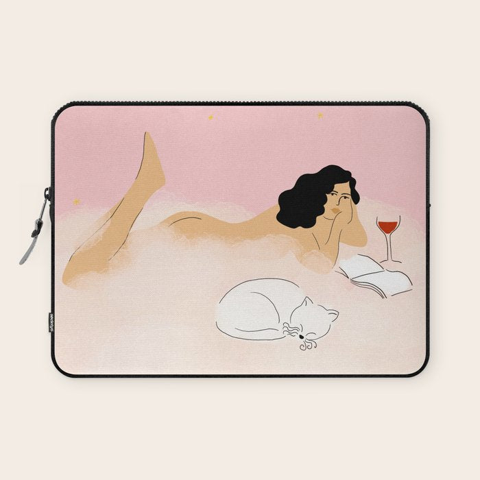 Clouds, Wine and Cat Laptop Sleeve Gallery Image 1