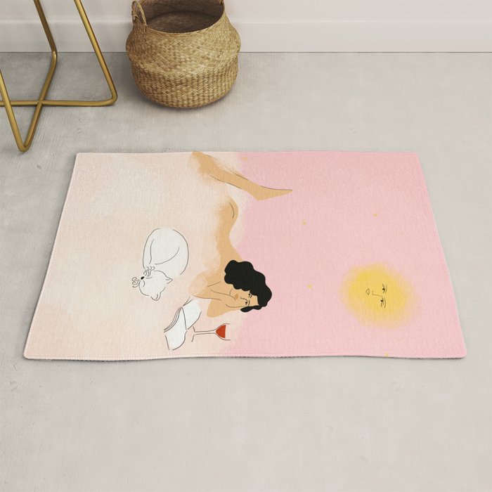 Clouds, Wine and Cat Rug Gallery Image 1