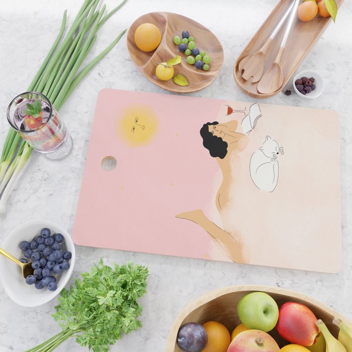 Clouds, Wine and Cat Cutting Board Gallery Image 2