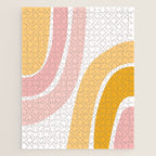 Abstract Shapes 37 in Mustard Yellow and Pale Pink Jigsaw Puzzle Gallery Image 1
