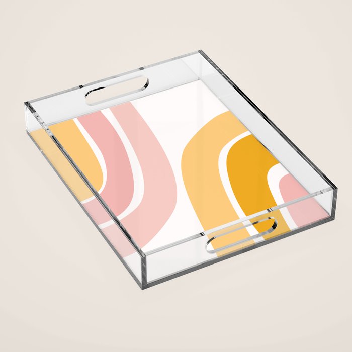 Abstract Shapes 37 in Mustard Yellow and Pale Pink Acrylic Tray Gallery Image 1