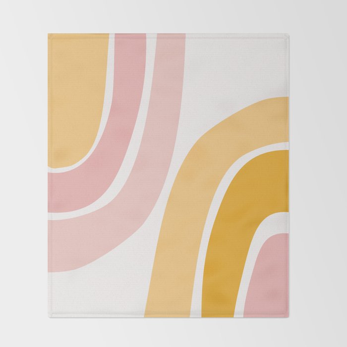 Abstract Shapes 37 in Mustard Yellow and Pale Pink Throw Blanket Gallery Image 2