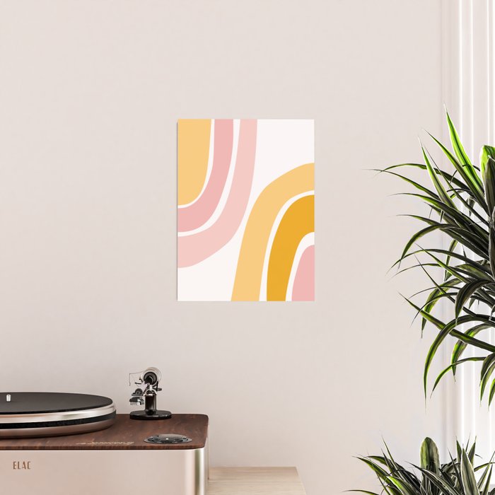 Abstract Shapes 37 in Mustard Yellow and Pale Pink Poster Gallery Image 2