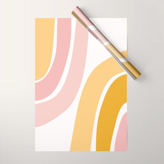 Abstract Shapes 37 in Mustard Yellow and Pale Pink Wrapping Paper Gallery Image 1