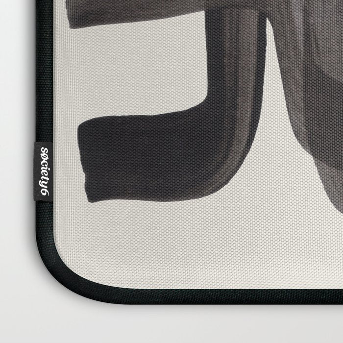 Black Ink Paint Brush Strokes Wiggles Mid Century Modern Laptop Sleeve Gallery Image 3