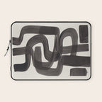 Black Ink Paint Brush Strokes Wiggles Mid Century Modern Laptop Sleeve Gallery Image 1
