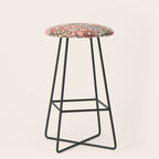 Retro Garden Flowers and Stripes Vintage Aesthetic Blush Pink and Black Floral Pattern Stool Gallery Image 1