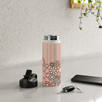 Retro Garden Flowers and Stripes Vintage Aesthetic Blush Pink and Black Floral Pattern Water Bottle Gallery Image 4