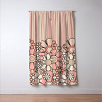 Retro Garden Flowers and Stripes Vintage Aesthetic Blush Pink and Black Floral Pattern Window Curtain Gallery Image 3