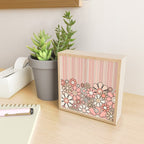 Retro Garden Flowers and Stripes Vintage Aesthetic Blush Pink and Black Floral Pattern Mini Art Print Gallery Image 2