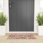Retro Garden Flowers and Stripes Vintage Aesthetic Blush Pink and Black Floral Pattern Welcome Mat Gallery Image 3