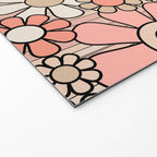 Retro Garden Flowers and Stripes Vintage Aesthetic Blush Pink and Black Floral Pattern Welcome Mat Gallery Image 2