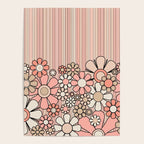 Retro Garden Flowers and Stripes Vintage Aesthetic Blush Pink and Black Floral Pattern Poster Gallery Image 4