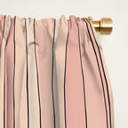 Retro Garden Flowers and Stripes Vintage Aesthetic Blush Pink and Black Floral Pattern Window Curtain Gallery Image 2