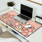 Retro Garden Flowers and Stripes Vintage Aesthetic Blush Pink and Black Floral Pattern Desk Mat Gallery Image 2