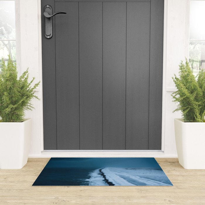 Black Sand Beach with snow in Iceland during a storm â Moody Landscape Photography Welcome Mat Gallery Image 3