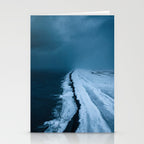 Black Sand Beach with snow in Iceland during a storm â Moody Landscape Photography Stationery Card Gallery Image 2