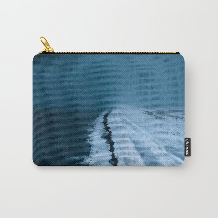 Black Sand Beach with snow in Iceland during a storm â Moody Landscape Photography Carry All Pouch Gallery Image 1