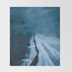 Black Sand Beach with snow in Iceland during a storm â Moody Landscape Photography Throw Blanket Gallery Image 2