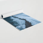 Black Sand Beach with snow in Iceland during a storm â Moody Landscape Photography Yoga Mat Gallery Image 2