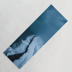 Black Sand Beach with snow in Iceland during a storm â Moody Landscape Photography Yoga Mat Gallery Image 1