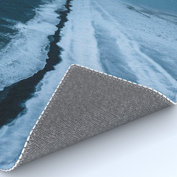 Black Sand Beach with snow in Iceland during a storm â Moody Landscape Photography Rug Gallery Image 4