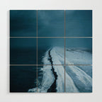 Black Sand Beach with snow in Iceland during a storm â Moody Landscape Photography Wood Wall Art Gallery Image 1
