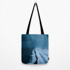 Black Sand Beach with snow in Iceland during a storm â Moody Landscape Photography Tote Bag Gallery Image 2
