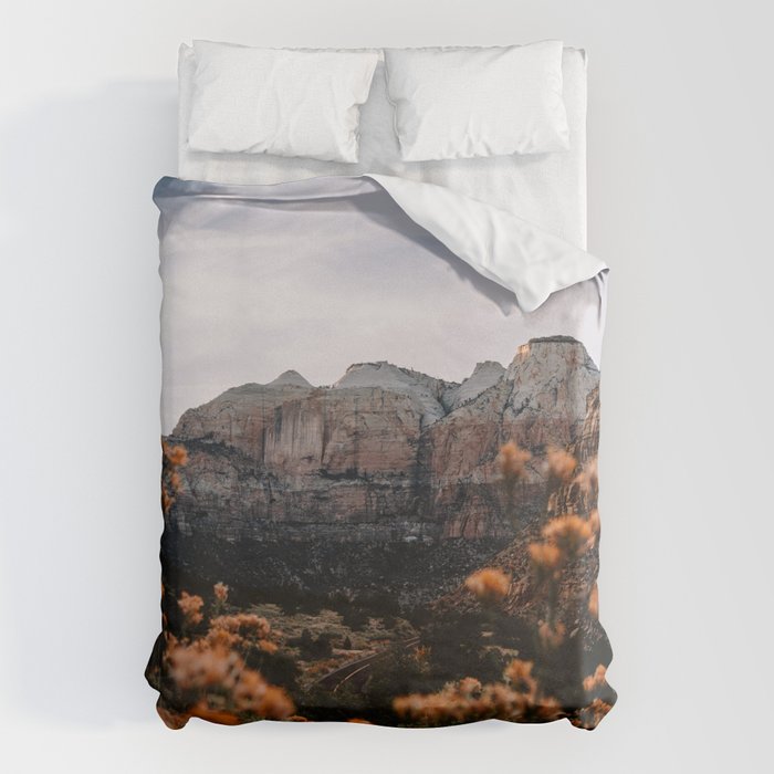 Zion Canyon through the Flora Duvet Cover Gallery Image 1