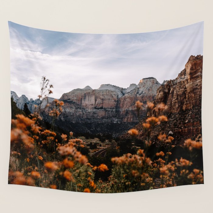 Zion Canyon through the Flora Wall Tapestry Gallery Image 1