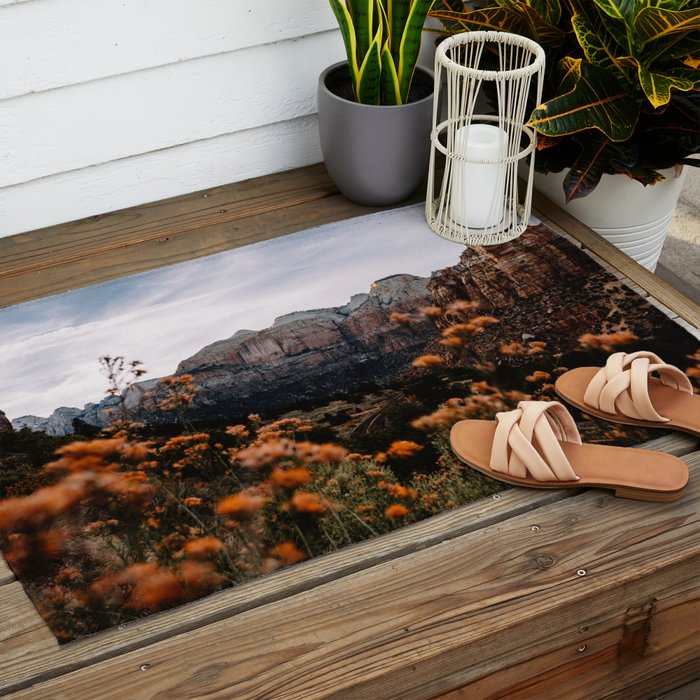 Zion Canyon through the Flora Outdoor Rug Gallery Image 2