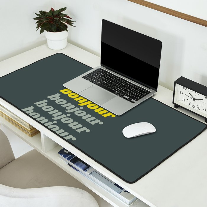 Bonjour in Pretty Pastels Desk Mat Gallery Image 2