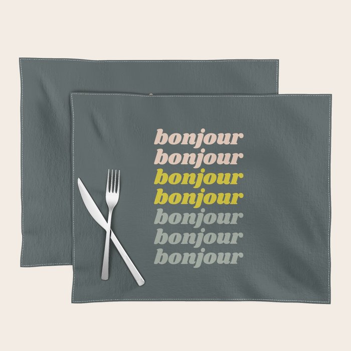 Bonjour in Pretty Pastels Placemat Gallery Image 1