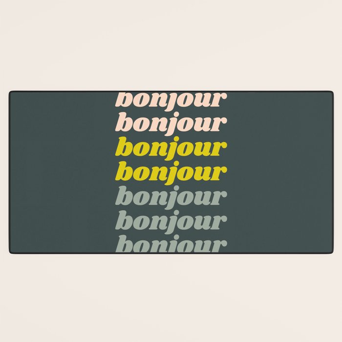 Bonjour in Pretty Pastels Desk Mat Gallery Image 3