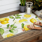mediterranean summer lemon branches on white Outdoor Rug Gallery Image 2