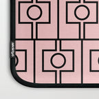 Mid Century Modern Rektangel Geometric Light Pink and Black Pattern Laptop Sleeve Gallery Image 3