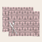 Mid Century Modern Rektangel Geometric Light Pink and Black Pattern Placemat Gallery Image 1