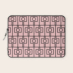 Mid Century Modern Rektangel Geometric Light Pink and Black Pattern Laptop Sleeve Gallery Image 1