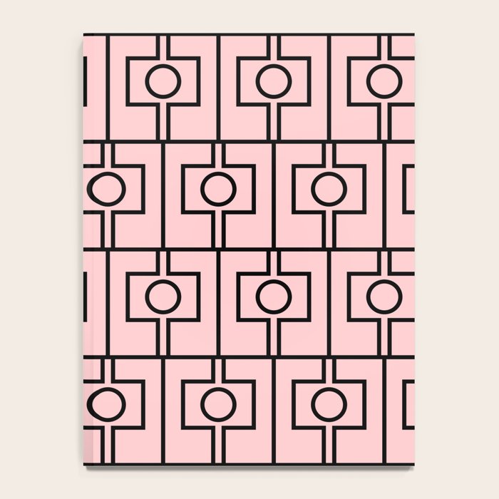 Mid Century Modern Rektangel Geometric Light Pink and Black Pattern Notebook Gallery Image 4