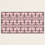 Mid Century Modern Rektangel Geometric Light Pink and Black Pattern Desk Mat Gallery Image 3