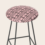 Mid Century Modern Rektangel Geometric Light Pink and Black Pattern Stool Gallery Image 2