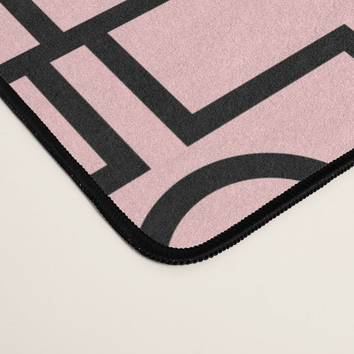 Mid Century Modern Rektangel Geometric Light Pink and Black Pattern Desk Mat Gallery Image 4