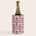 Mid Century Modern Rektangel Geometric Light Pink and Black Pattern Wine Chiller Gallery Image 3